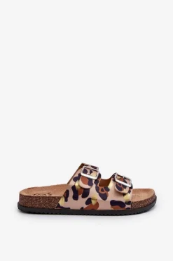 Sale Boto Klapki Damskie Z Klamrami Beżowo-Brązowe Oliena