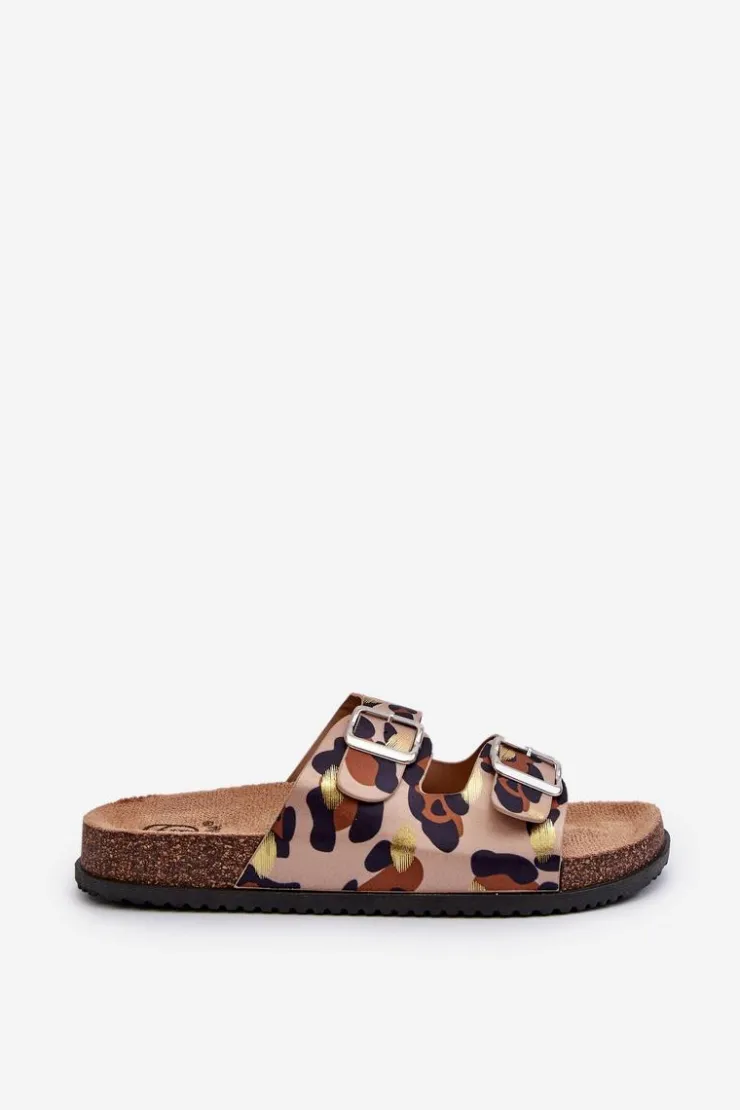 Sale Boto Klapki Damskie Z Klamrami Beżowo-Brązowe Oliena