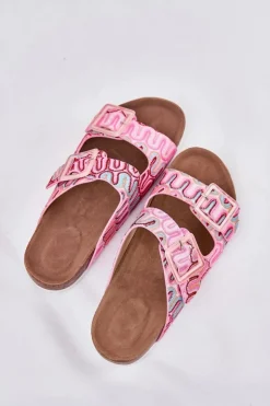 Damskie Damskie buty S.Barski Klapki Damskie Z Klamrami I Brokatem S.Barski RB51-006 Różowe