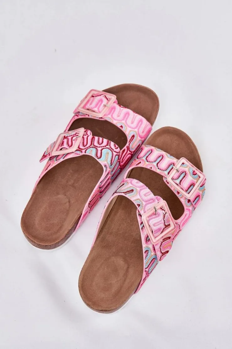 Damskie Damskie buty S.Barski Klapki Damskie Z Klamrami I Brokatem S.Barski RB51-006 Różowe