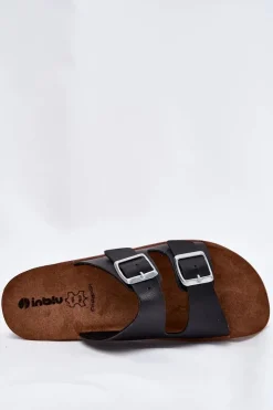 INBLU Klapki Damskie Klasyczne*Klapki Damskie Z Klamrami CP000042 Czarne Czarny