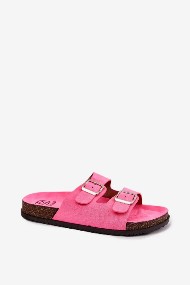 Boto Klapki Korkowe|Klapki Damskie Klasyczne*Klapki Damskie Z Klamrami Neonowy Róż Oliena Różowy