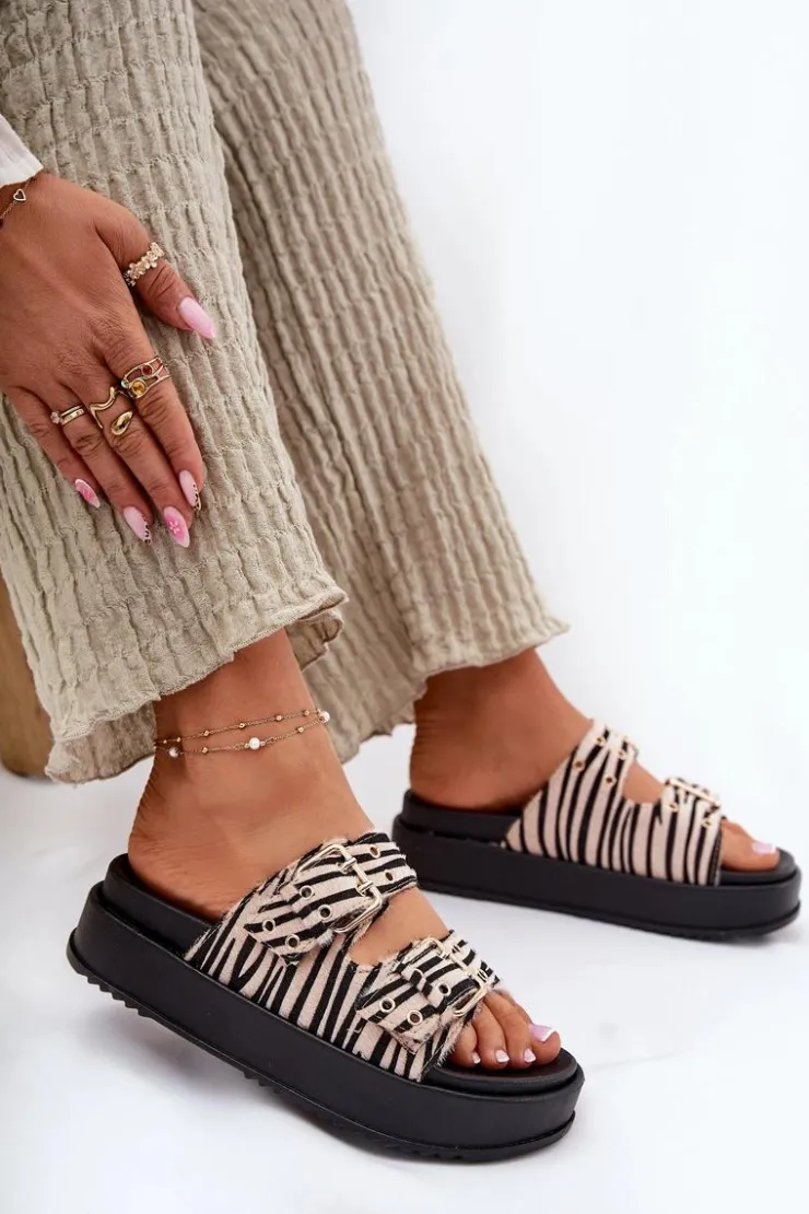 Boto Klapki Na Platformie|Klapki Damskie Klasyczne*Klapki Damskie Z Klamrami Na Platformie Zebra Nilatha