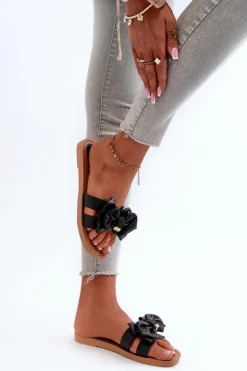 New Boto Klapki Damskie Z Kokardą Czarne Rivarina