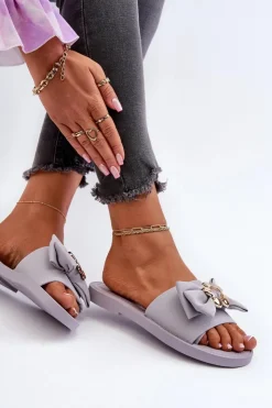 Hot Boto Klapki Damskie Z Kokardą Lawendowe Arsicada Fioletowy