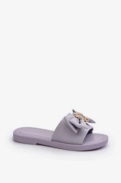 Hot Boto Klapki Damskie Z Kokardą Lawendowe Arsicada Fioletowy