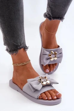 Hot Boto Klapki Damskie Z Kokardą Lawendowe Arsicada Fioletowy