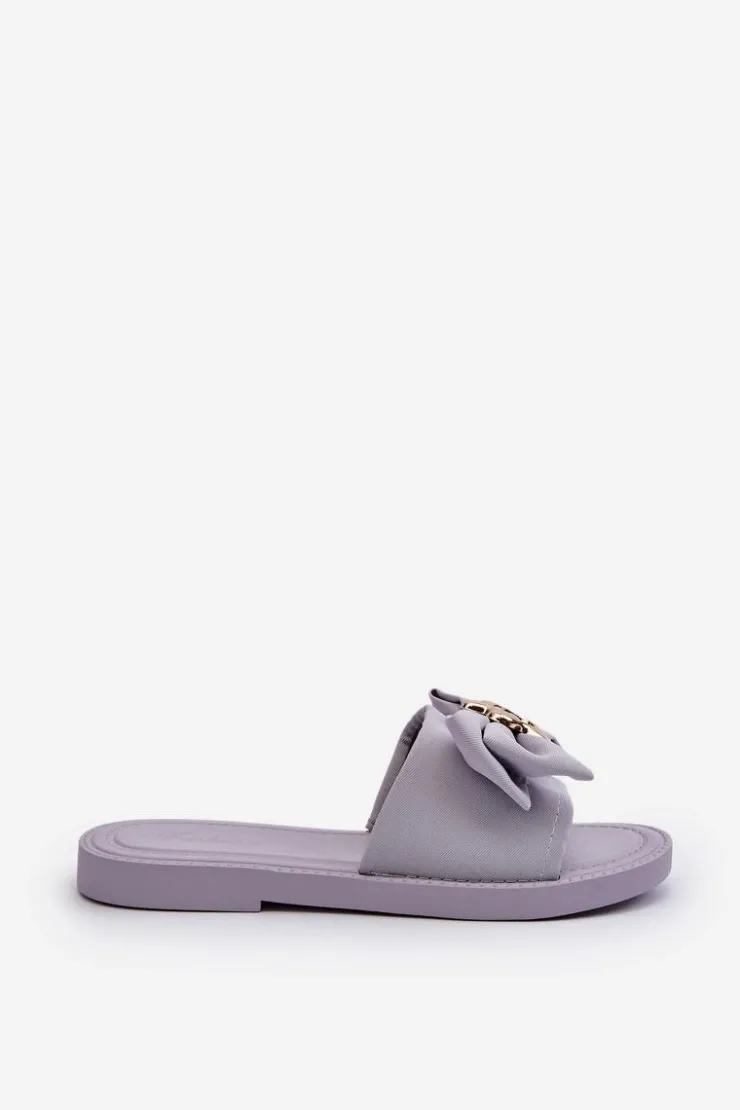 Hot Boto Klapki Damskie Z Kokardą Lawendowe Arsicada Fioletowy