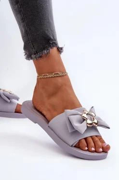 Hot Boto Klapki Damskie Z Kokardą Lawendowe Arsicada Fioletowy