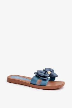 Hot Boto Klapki Damskie Z Kokardą Niebieskie Rivarina