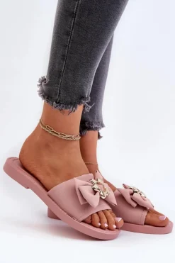 Boto Klapki Damskie Klasyczne*Klapki Damskie Z Kokardą Różowe Arsicada