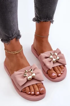 Boto Klapki Damskie Klasyczne*Klapki Damskie Z Kokardą Różowe Arsicada