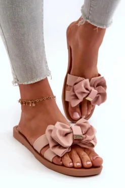 Boto Klapki Damskie Klasyczne*Klapki Damskie Z Kokardą Różowe Rivarina