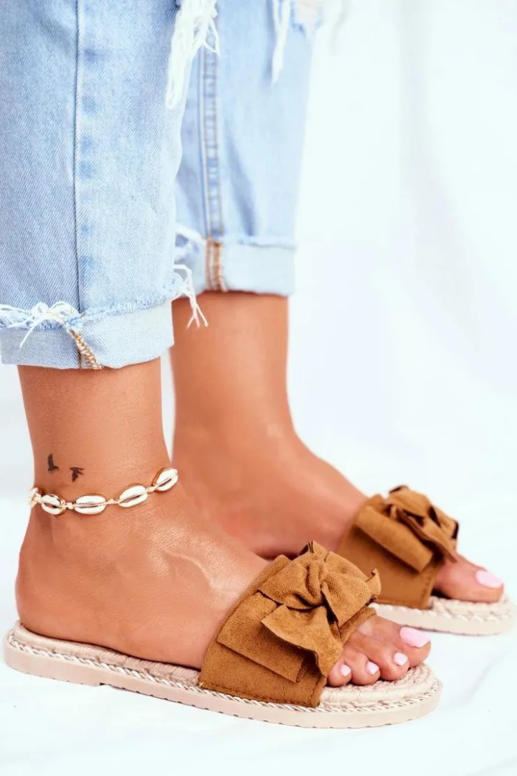 Damskie Boto Klapki Damskie Z Kokardką Camel Happiness