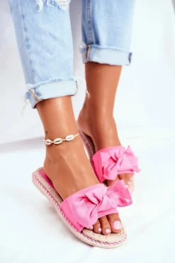 Boto Klapki Damskie Klasyczne*Klapki Damskie Z Kokardką Fuksja Neon Happiness