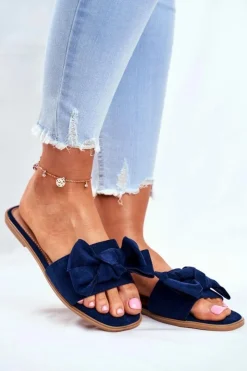 Boto Klapki Damskie Klasyczne*Klapki Damskie Z Kokardkami Granatowe Malaysia