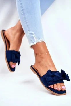 Boto Klapki Damskie Klasyczne*Klapki Damskie Z Kokardkami Granatowe Malaysia
