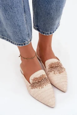 Boto Klapki Na Obcasie|Klapki Damskie Klasyczne*Klapki Damskie Z Ozdobą Beżowe Katrine