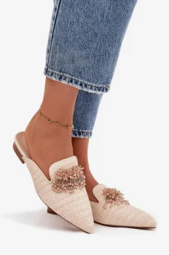 Boto Klapki Na Obcasie|Klapki Damskie Klasyczne*Klapki Damskie Z Ozdobą Beżowe Katrine