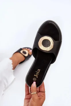 Damskie Boto Klapki Damskie Z Ozdobą Czarne Cilima