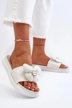 Boto Klapki Na Platformie|Klapki Damskie Klasyczne*Klapki Damskie Z Ozdobą Na Niskiej Platformie Białe Cedrella Biały