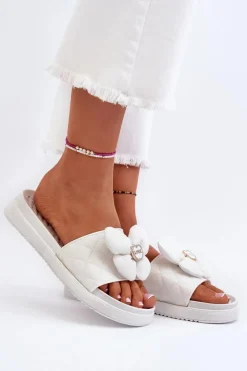 Boto Klapki Na Platformie|Klapki Damskie Klasyczne*Klapki Damskie Z Ozdobą Na Niskiej Platformie Białe Cedrella Biały