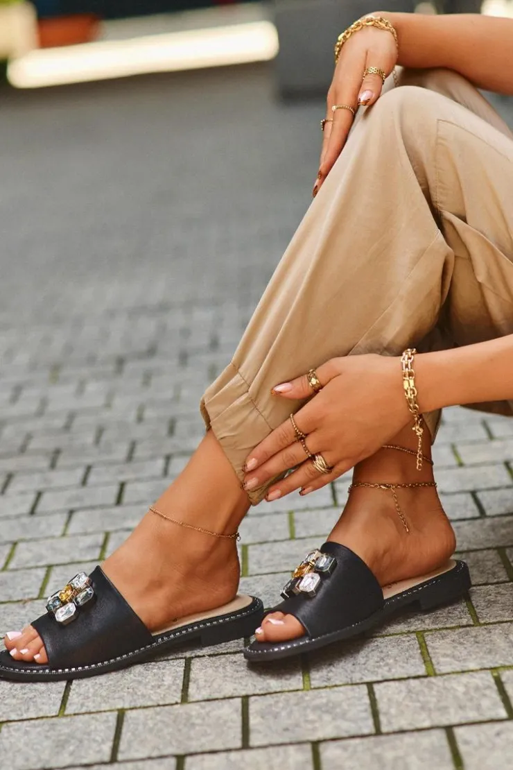 Damskie Damskie buty S.Barski Klapki Damskie Z Ozdobami S.Barski KV27-031 Czarne