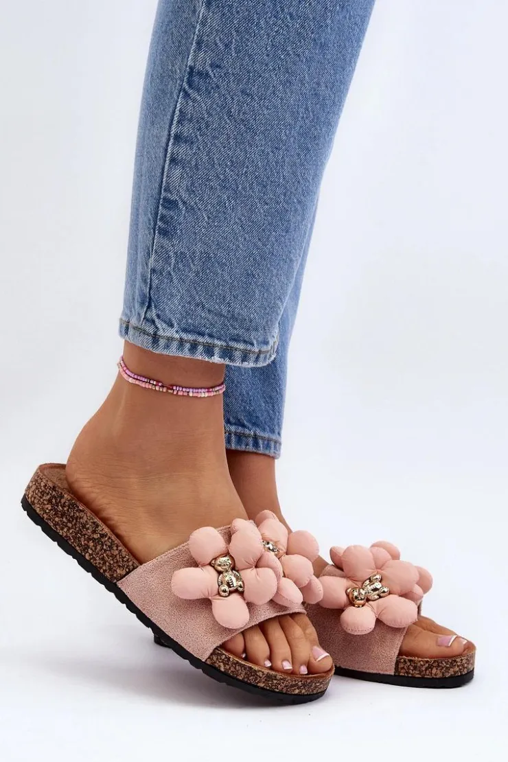 Clearance Boto Klapki Damskie Z Ozdobami Różowe Bunlia Różowy