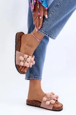 Clearance Boto Klapki Damskie Z Ozdobami Różowe Bunlia Różowy