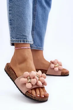 Clearance Boto Klapki Damskie Z Ozdobami Różowe Bunlia Różowy