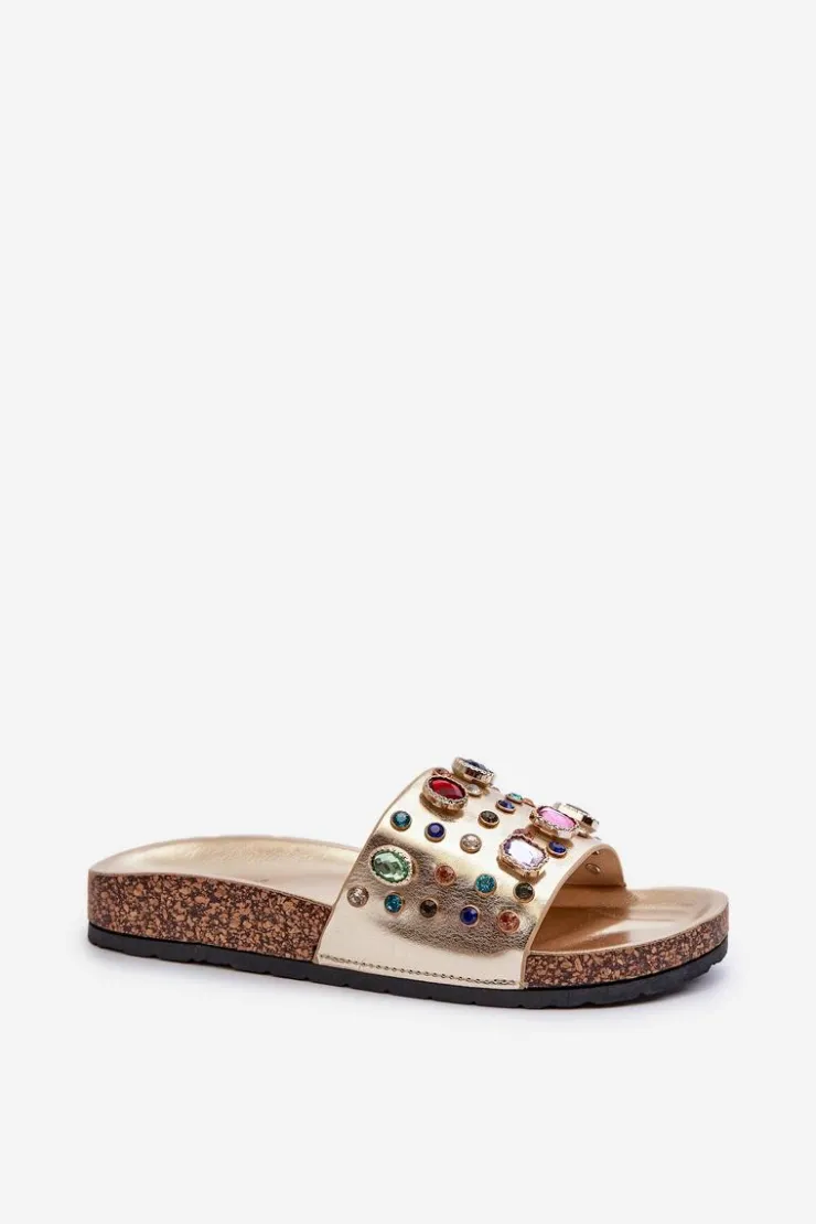 Damskie Damskie buty S.Barski Klapki Damskie Z Ozdobami S.Barski MY122 Złote