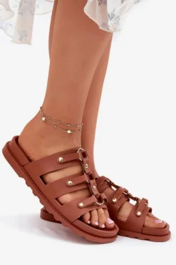 Boto Klapki Na Platformie|Klapki Damskie Klasyczne*Klapki Damskie Z Paskami Camel Pasiriela Brązowy