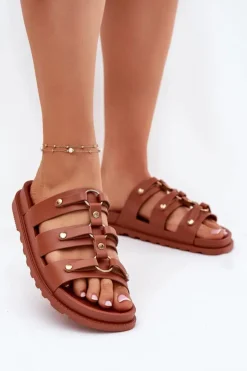 Boto Klapki Na Platformie|Klapki Damskie Klasyczne*Klapki Damskie Z Paskami Camel Pasiriela Brązowy