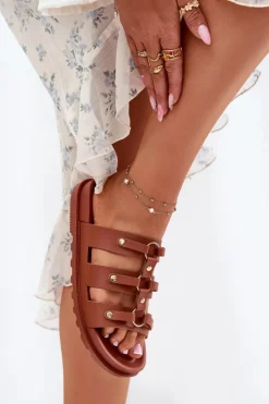 Boto Klapki Na Platformie|Klapki Damskie Klasyczne*Klapki Damskie Z Paskami Camel Pasiriela Brązowy