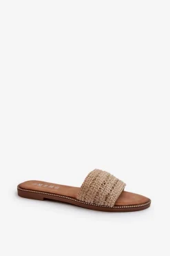 Boto Klapki Damskie Klasyczne*Klapki Damskie Z Plecionką Na Płaskim Obcasie Beżowe Radians