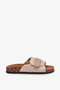 Boto Klapki Korkowe|Klapki Damskie Klasyczne*Klapki Damskie Z Rzepem Na Korkowej Platformie Beżowe Baylin