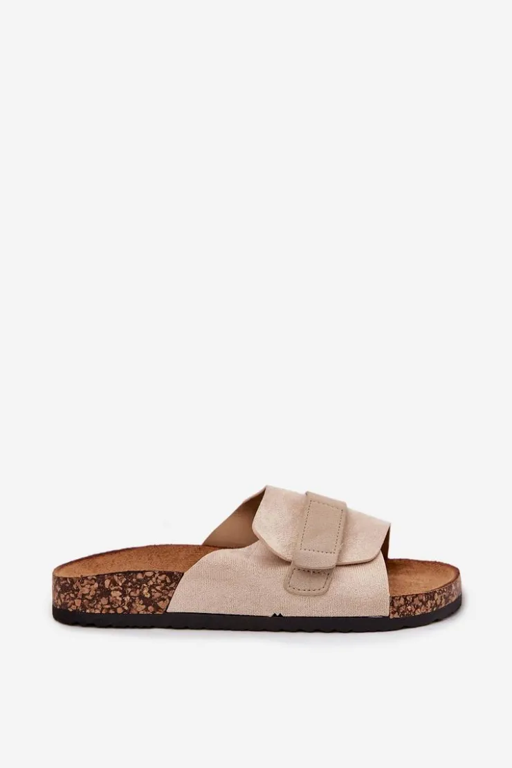 Boto Klapki Korkowe|Klapki Damskie Klasyczne*Klapki Damskie Z Rzepem Na Korkowej Platformie Beżowe Baylin