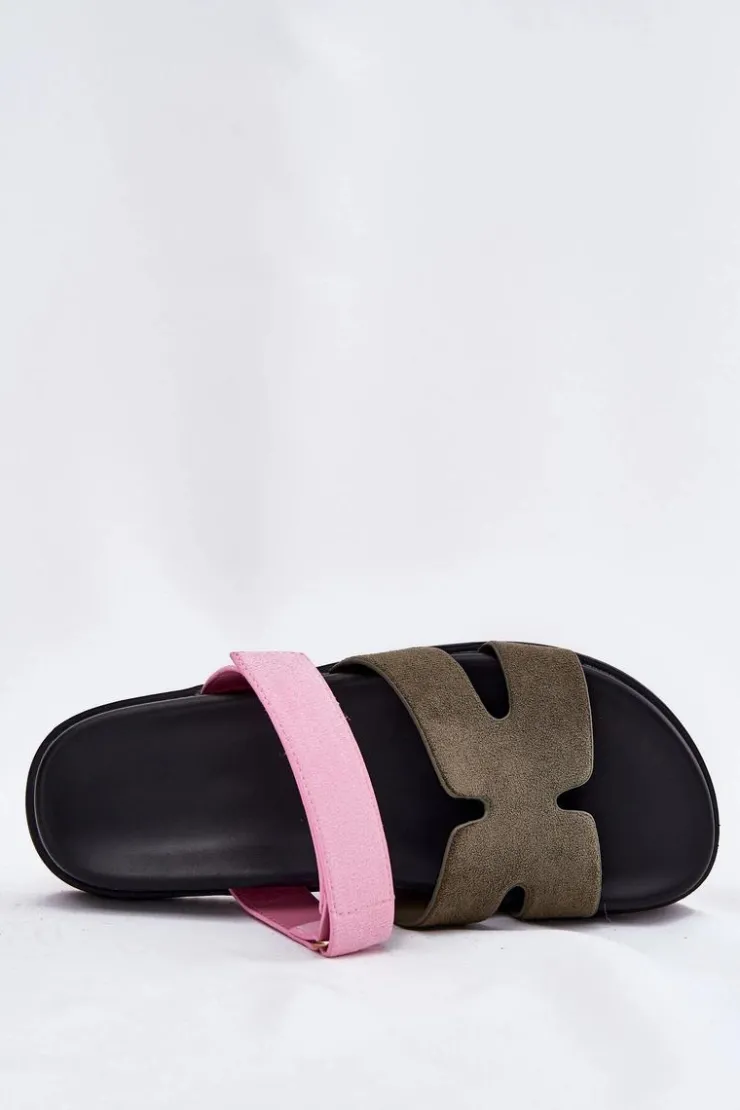 Damskie Buty damskie Vinceza Klapki Damskie Z Rzepem Vinceza 17401 Zielono-Różowe