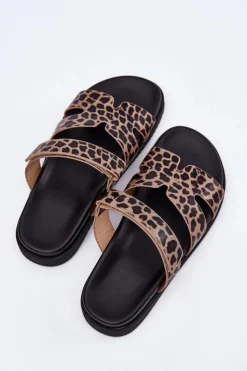 Best Buty damskie Vinceza Klapki Damskie Z Rzepem Vinceza 17401 Panterka Brązowy