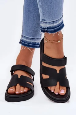 Damskie Buty damskie Vinceza Klapki Damskie Z Rzepem Vinceza 17401 Czarne