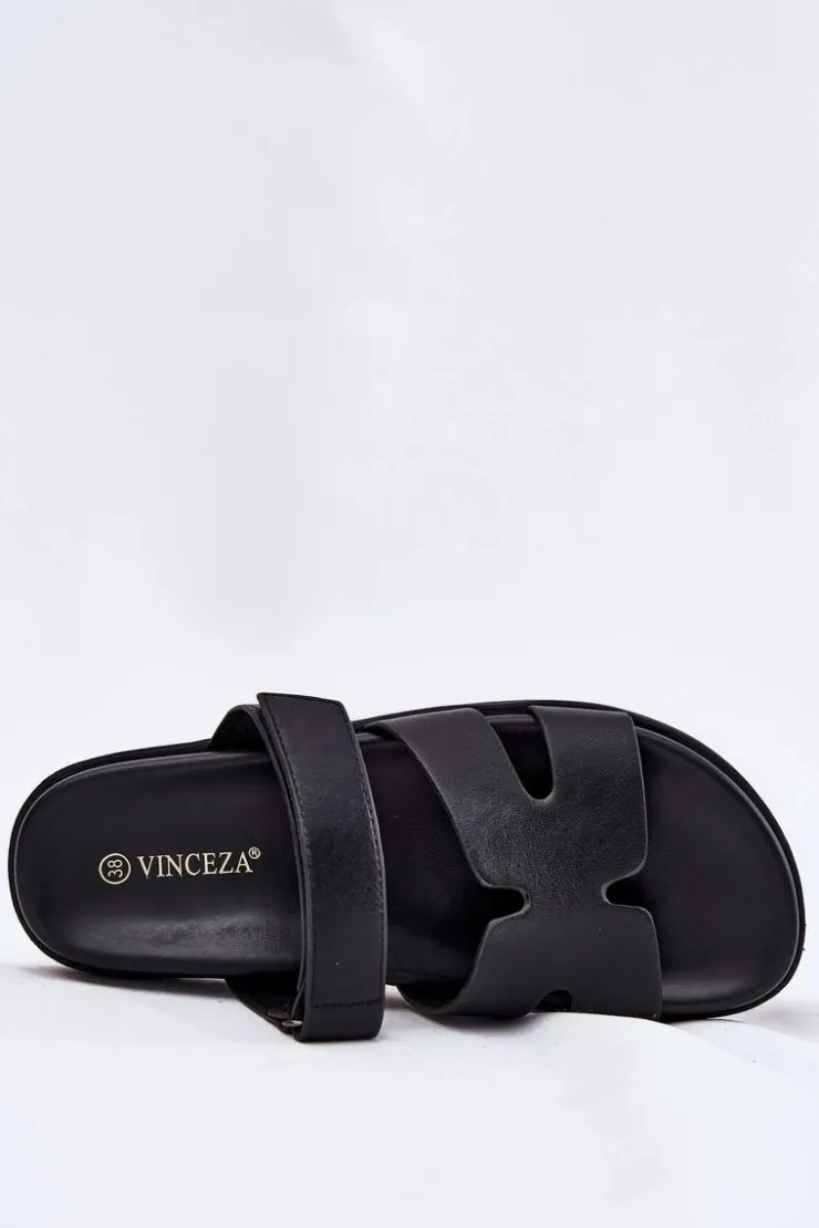 Damskie Buty damskie Vinceza Klapki Damskie Z Rzepem Vinceza 17401 Czarne