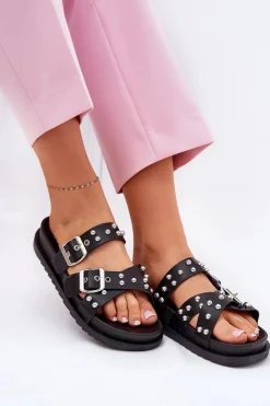 Boto Klapki Na Platformie|Klapki Damskie Klasyczne*Klapki Damskie Z Ćwiekami I Klamrami Czarne Tesiolle