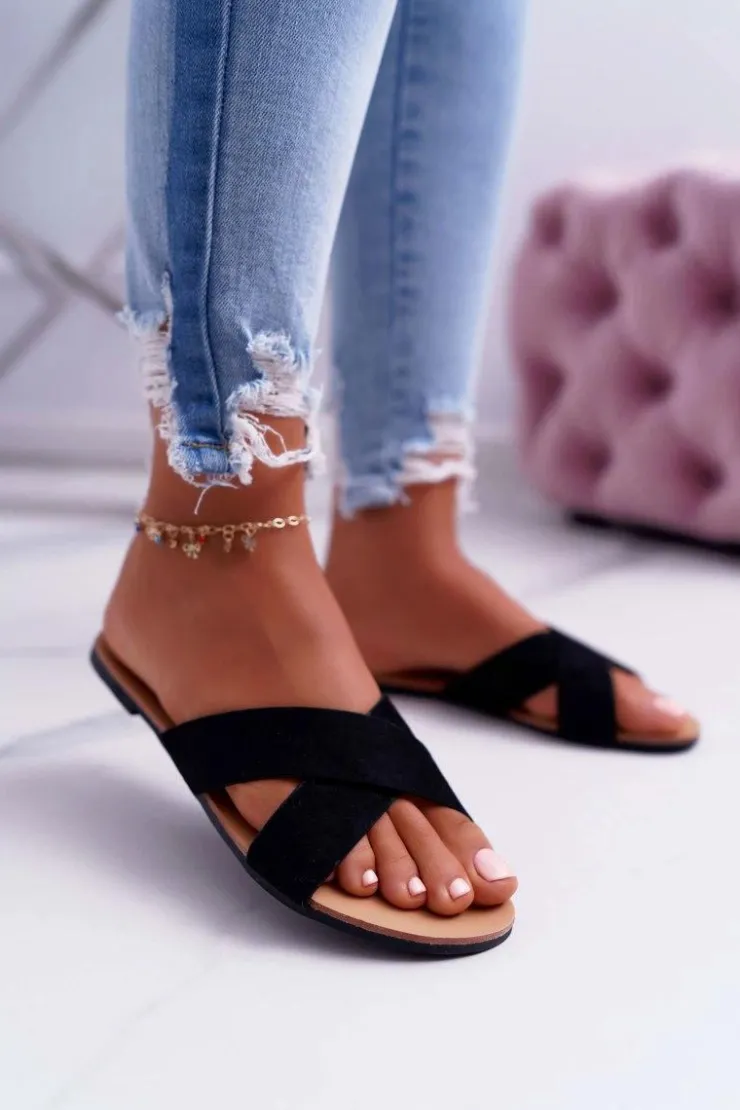 Clearance Boto Klapki Damskie Zamszowe Czarne Fenefe