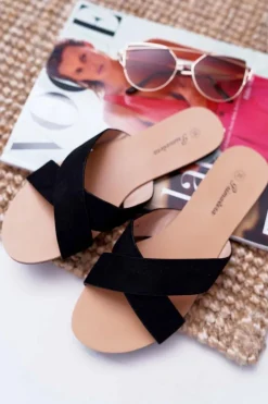 Clearance Boto Klapki Damskie Zamszowe Czarne Fenefe