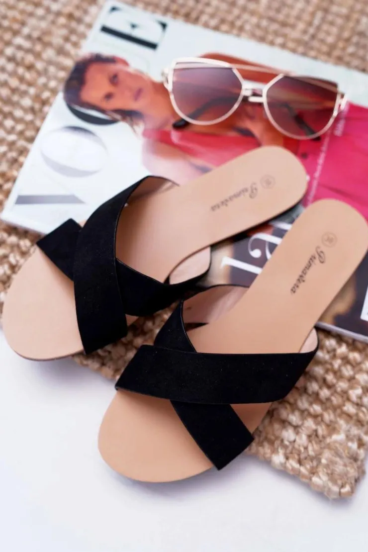 Clearance Boto Klapki Damskie Zamszowe Czarne Fenefe