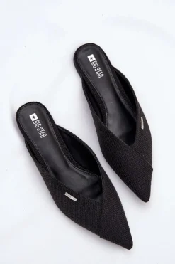 Big Star Shoes Klapki Damskie Big Star|Klapki Damskie Klasyczne*Klapki Damskie Ze Szpiczastymi Noskami Big Star RR274210 Czarne