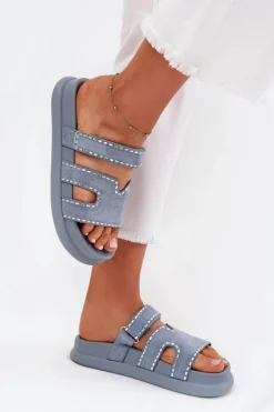 Boto Klapki Na Platformie|Klapki Damskie Klasyczne*Klapki Damskie Ze Zdobieniem Na Platformie e Delyna Niebieski