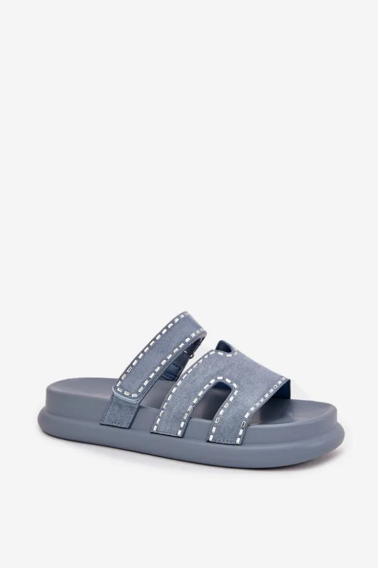 Boto Klapki Na Platformie|Klapki Damskie Klasyczne*Klapki Damskie Ze Zdobieniem Na Platformie e Delyna Niebieski