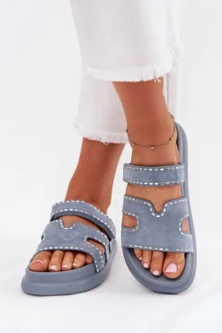 Boto Klapki Na Platformie|Klapki Damskie Klasyczne*Klapki Damskie Ze Zdobieniem Na Platformie e Delyna Niebieski