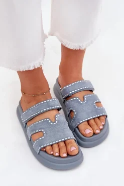 Boto Klapki Na Platformie|Klapki Damskie Klasyczne*Klapki Damskie Ze Zdobieniem Na Platformie e Delyna Niebieski